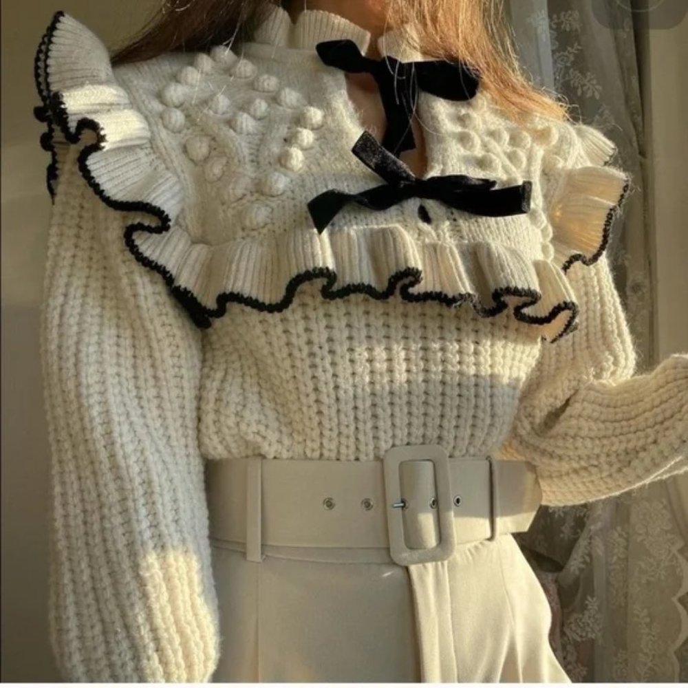 NWT ZARA Bow Knit Sweater S Blogger’s Favorite